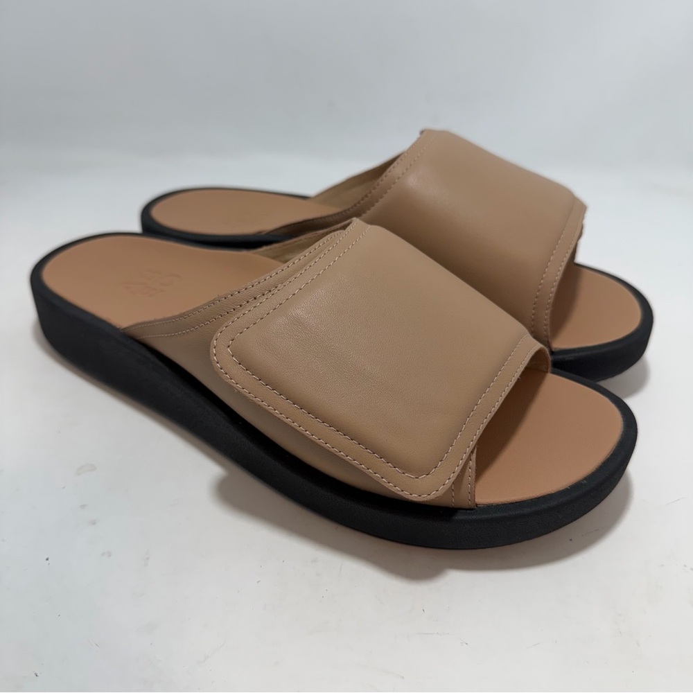 Abeo Paige Platform Slide Sandals Tan Leather Orthotic Comfort Womens 11